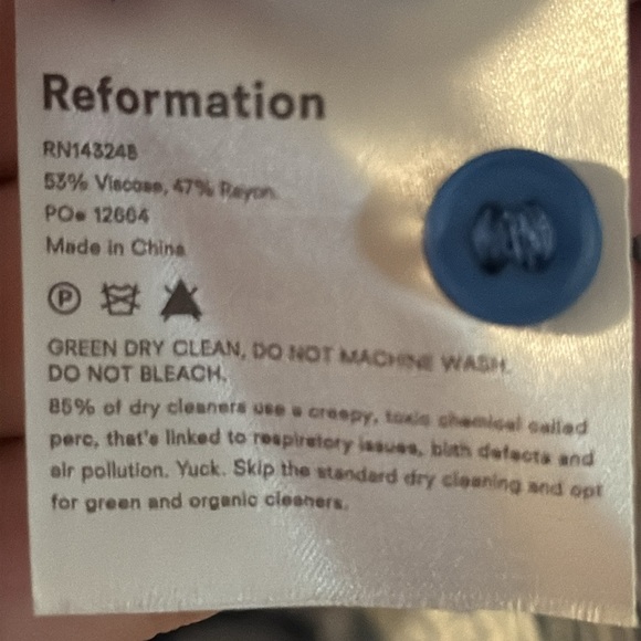 Reformation Gemstone Dress Blue and Wht in Avian Button Front Midi Dress Size 8 - Picture 12 of 13